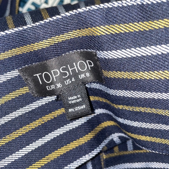 EUC Topshop High Waisted Stripe Pants Trousers Pleated Button Front Size 4 - Picture 6 of 11